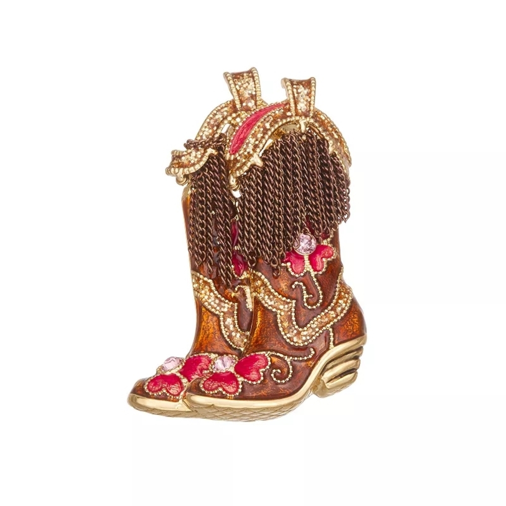 Napier Goldtone Cowboy Boots Pin